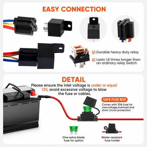 60A 12V Electric Fuel Pump Waterproof Relay Kit Fuel Pump Rocker Switch Wiring Harness Set
