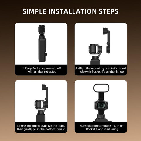 For DJI Osmo Pocket 4 BRDRC Camera Handheld Gimbal Selfie Fill Light, BRDRC