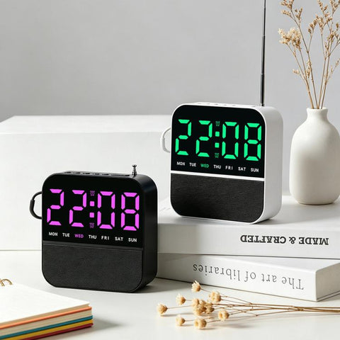 FM Radio Alarm Clock Digital LED Bedside Desk Clock with Dual Alarms Snooze