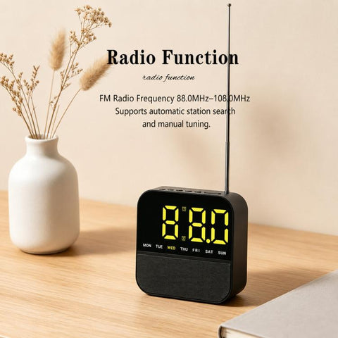 FM Radio Alarm Clock Digital LED Bedside Desk Clock with Dual Alarms Snooze