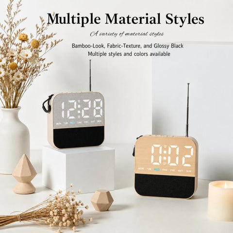 FM Radio Alarm Clock Digital LED Bedside Desk Clock with Dual Alarms Snooze