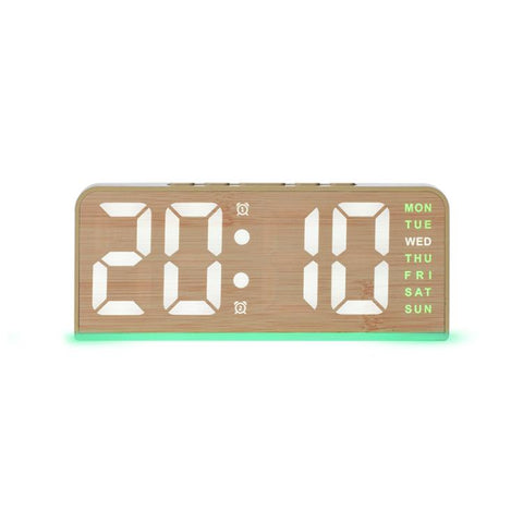 Digital Alarm Clock With Bottom Ambient Light Displaying Time Weekday Date Temperature