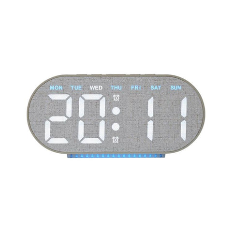 Digital Alarm Clock With Bottom Ambient Light Displaying Time Weekday Date Temperature