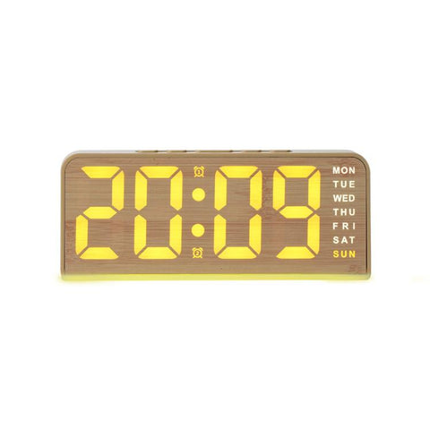 Digital Alarm Clock With Bottom Ambient Light Displaying Time Weekday Date Temperature