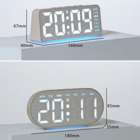 Digital Alarm Clock With Bottom Ambient Light Displaying Time Weekday Date Temperature