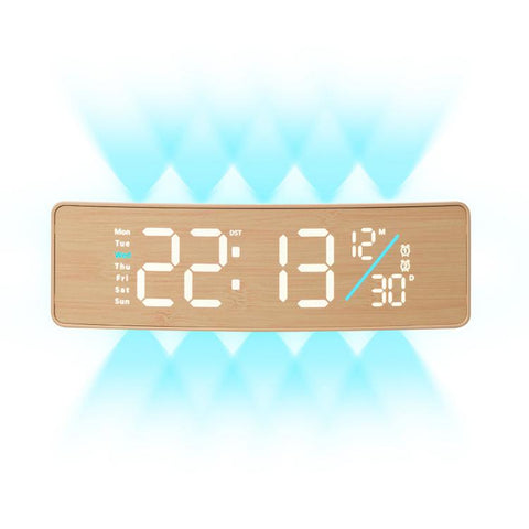 Curved Digital LED Wall Clock With RGB Ambient Backlight / Dual Alarms / Countdown Timer