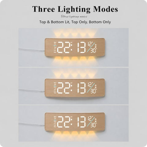 Curved Digital LED Wall Clock With RGB Ambient Backlight / Dual Alarms / Countdown Timer