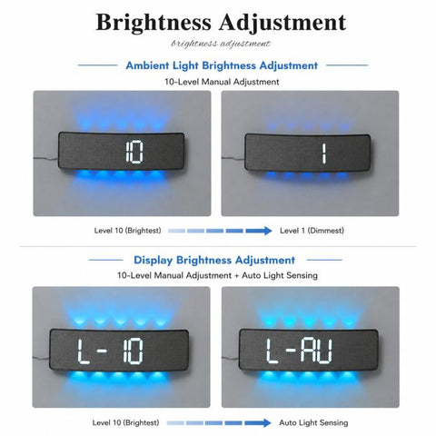 Curved Digital LED Wall Clock With RGB Ambient Backlight / Dual Alarms / Countdown Timer