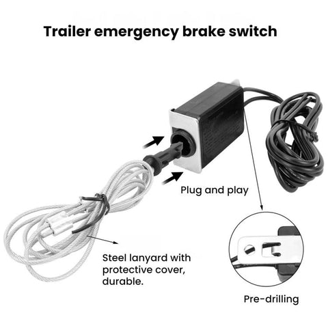 Trailer Emergency Brake Switch With Steel Lanyard 7-pin Trailer Plug Mounting Bracket, CP-5664