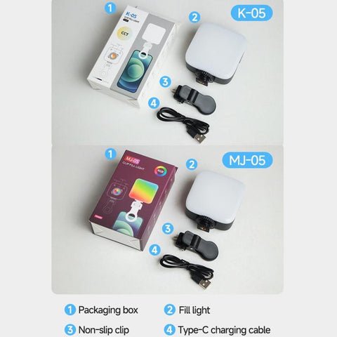 Smartphone Light Portable Mini Pocket Light Outdoor Photography Video LED Lamp, K-05 Dual Temperature, MJ-05 RGB