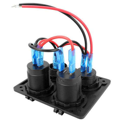 Cigarette Lighter Voltmeter 4.2A Dual USB Car Four-hole Panel Switch, Blue Wireless, Green Wireless, Red Wireless, Blue Wired, Green Wired, Red Wired