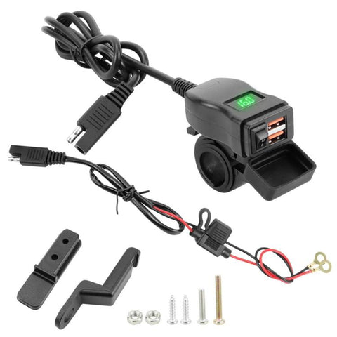 Motorcycle Square Waterproof Charger Digital Display Voltmeter Switch