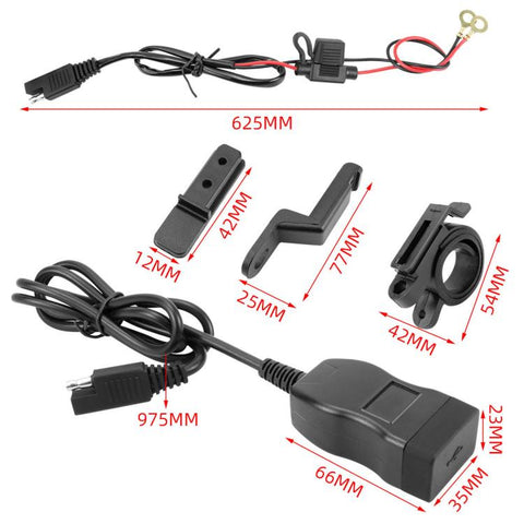 Motorcycle Square Waterproof Charger Digital Display Voltmeter Switch