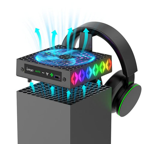 ipega Top Cooling Fan For Xbox Series X Console Auto Temp Sensor Cooler with RGB Light & Headset Hook, PG-XBX026S