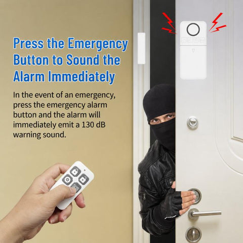 2 In 1 Wireless Door Window Alarm With Remote Control 130dB Magnetic Sensor For Home Security 4 Modes