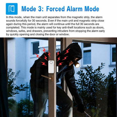 2 In 1 Wireless Door Window Alarm With Remote Control 130dB Magnetic Sensor For Home Security 4 Modes