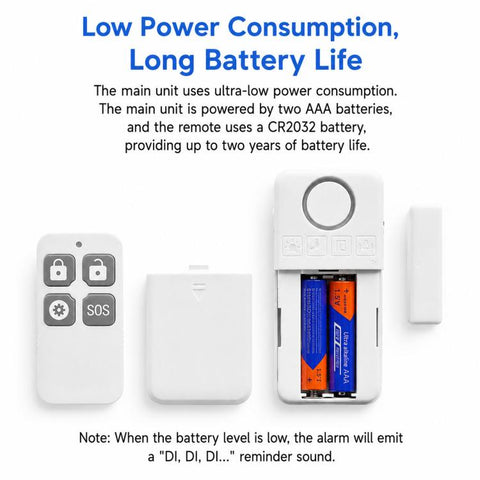2 In 1 Wireless Door Window Alarm With Remote Control 130dB Magnetic Sensor For Home Security 4 Modes