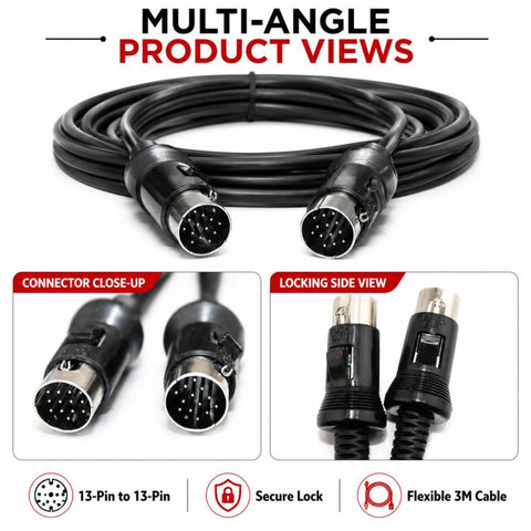 For KENWOOD Speaker 13-Pin To 13-Pin Extension Cable With Lock-Latch Length 3m