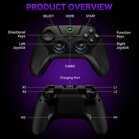 BSP G3 Tri-Mode Game Controller With Carbon Joysticks Macro Keys For PC / Switch / PS4 / iOS & Android, With Stand White, With Stand Black, With Stand Pink, With Stand Purple, With Receiver White, With Receiver Black, With Receiver Pink                ...