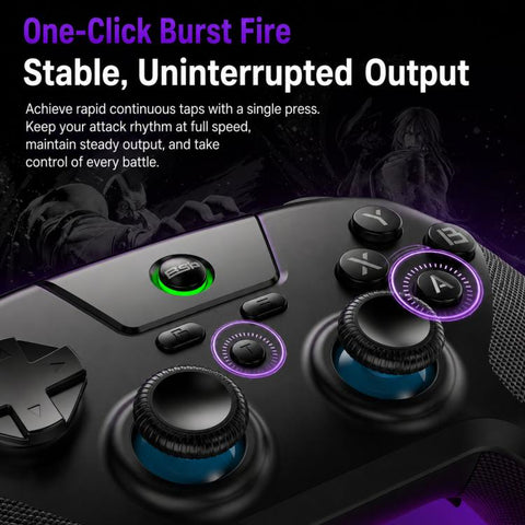 BSP G3 Tri-Mode Game Controller With Carbon Joysticks Macro Keys For PC / Switch / PS4 / iOS & Android, With Stand White, With Stand Black, With Stand Pink, With Stand Purple, With Receiver White, With Receiver Black, With Receiver Pink                ...