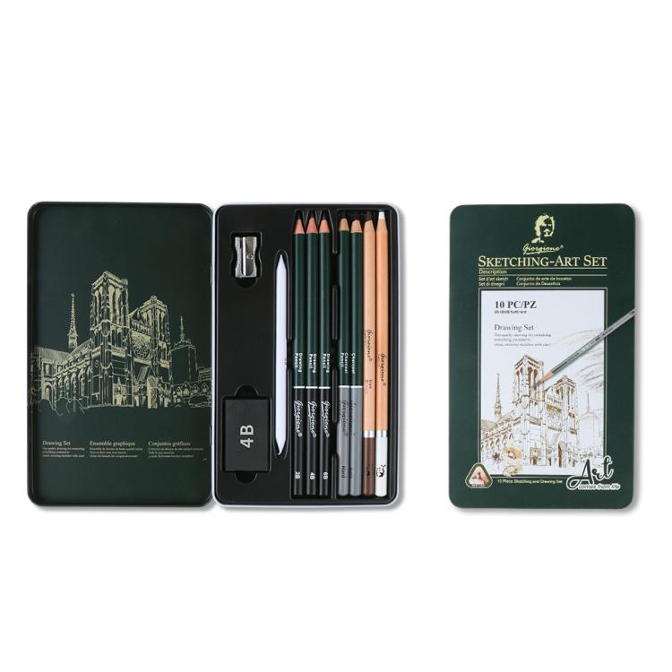 Sketching Pencil Set With Metal Tin Case Graphite Charcoal Drawing Pencils & Art Accessories Kit, Giorgione 10 In 1, Giorgione  12 In 1, Giorgione  19 In 1, Giorgione 27 In 1