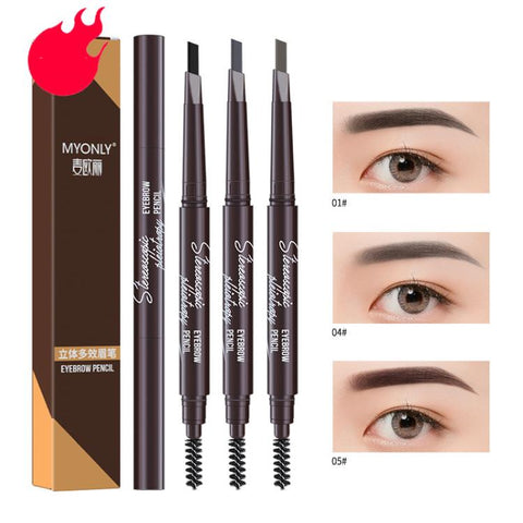MYONLY Dual-Ended Eyebrow Pencil Set with Spoolie Brush, 3pcs Black, 3pcs Light Coffee, 3pcs Medium Coffee, 3pcs Grey, 3pcs Deep Coffee, 3pcs Black+Light Coffee+Deep Coffee, 3pcs Black+Light Coffee+Grey, 3pcs Black+Medium+Grey, 3pcs Black+Grey+Deep Cof...
