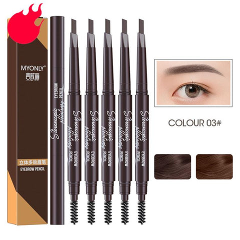 MYONLY Dual-Ended Eyebrow Pencil Set with Spoolie Brush, 3pcs Black, 3pcs Light Coffee, 3pcs Medium Coffee, 3pcs Grey, 3pcs Deep Coffee, 3pcs Black+Light Coffee+Deep Coffee, 3pcs Black+Light Coffee+Grey, 3pcs Black+Medium+Grey, 3pcs Black+Grey+Deep Cof...