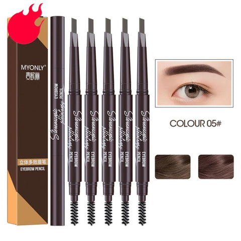 MYONLY Dual-Ended Eyebrow Pencil Set with Spoolie Brush, 3pcs Black, 3pcs Light Coffee, 3pcs Medium Coffee, 3pcs Grey, 3pcs Deep Coffee, 3pcs Black+Light Coffee+Deep Coffee, 3pcs Black+Light Coffee+Grey, 3pcs Black+Medium+Grey, 3pcs Black+Grey+Deep Cof...
