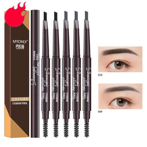MYONLY Dual-Ended Eyebrow Pencil Set with Spoolie Brush, 3pcs Black, 3pcs Light Coffee, 3pcs Medium Coffee, 3pcs Grey, 3pcs Deep Coffee, 3pcs Black+Light Coffee+Deep Coffee, 3pcs Black+Light Coffee+Grey, 3pcs Black+Medium+Grey, 3pcs Black+Grey+Deep Cof...