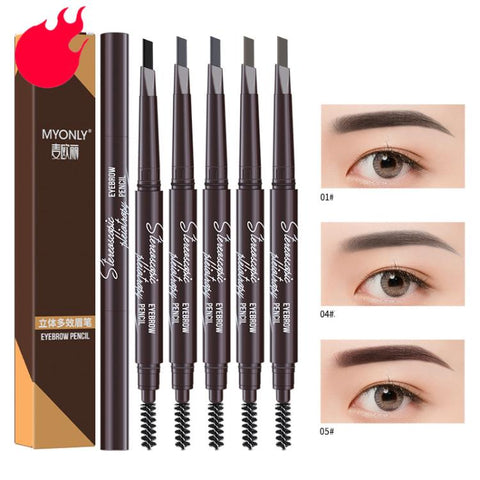 MYONLY Dual-Ended Eyebrow Pencil Set with Spoolie Brush, 3pcs Black, 3pcs Light Coffee, 3pcs Medium Coffee, 3pcs Grey, 3pcs Deep Coffee, 3pcs Black+Light Coffee+Deep Coffee, 3pcs Black+Light Coffee+Grey, 3pcs Black+Medium+Grey, 3pcs Black+Grey+Deep Cof...