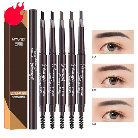 MYONLY Dual-Ended Eyebrow Pencil Set with Spoolie Brush, 3pcs Black, 3pcs Light Coffee, 3pcs Medium Coffee, 3pcs Grey, 3pcs Deep Coffee, 3pcs Black+Light Coffee+Deep Coffee, 3pcs Black+Light Coffee+Grey, 3pcs Black+Medium+Grey, 3pcs Black+Grey+Deep Cof...