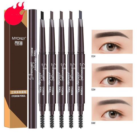 MYONLY Dual-Ended Eyebrow Pencil Set with Spoolie Brush, 3pcs Black, 3pcs Light Coffee, 3pcs Medium Coffee, 3pcs Grey, 3pcs Deep Coffee, 3pcs Black+Light Coffee+Deep Coffee, 3pcs Black+Light Coffee+Grey, 3pcs Black+Medium+Grey, 3pcs Black+Grey+Deep Cof...