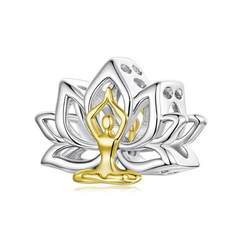 Lotus Yoga Beaded Copper With White Gold Plated DIY Jewelry Accessories, YIC145