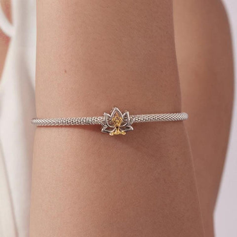 Lotus Yoga Beaded Copper With White Gold Plated DIY Jewelry Accessories, YIC145
