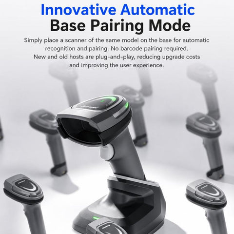Yokoscan BWHS28 AiPro 2.4G Bluetooth Wireless 2D Barcode Scanner Scanning Gun For Supermarket Logistics & Warehouse, No Base, With Base