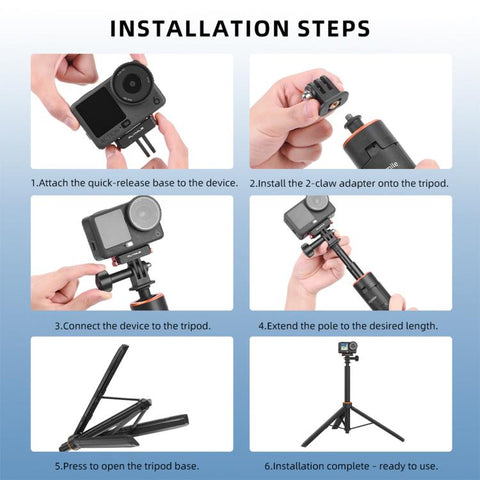 For DJI Osmo Pocket 4P / 3 Flymile 1.6m One-Click Pop-Out Tripod Extension Pole