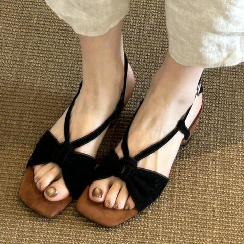 Summer Vintage Woven One-Strap Buckle Sandals Backless Mid-Heel Open Toe Outdoor Sandals, 34, 35, 36, 37, 38, 39, 40