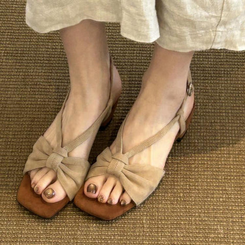 Summer Vintage Woven One-Strap Buckle Sandals Backless Mid-Heel Open Toe Outdoor Sandals, 34, 35, 36, 37, 38, 39, 40