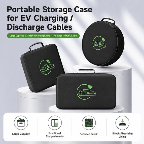 BUBM EV Cable Bag Portable Charger Storage Case Waterproof Organizer For EV Charging Equipment, Square, Round, Rectangular