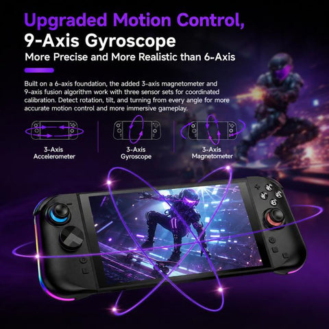 For Nintendo Switch 2 Left + Right Magnetic Controllers 9-Axis RGB Motion-Sensing Hall-Effect Joystick With Bluetooth 5.4 Wake-Up and Burst Fire Functionality