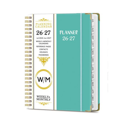 Jul 2026 - Jun 2027 Academic Planner Weekly & Monthly A5 Hardcover Spiral Organizer with Tabs