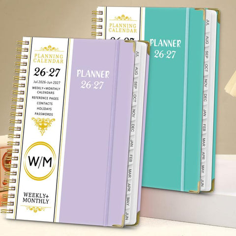 Jul 2026 - Jun 2027 Academic Planner Weekly & Monthly A5 Hardcover Spiral Organizer with Tabs