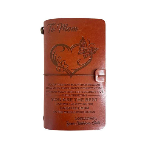 A6 Leather Refillable Journal Vintage Travelers Notebook with Engraved Quote, Graduation, To My Goddaughter, To My Son, Brown - To My Mom, Pink - To My Mom, Brown - Dad to Son, Brown - Mom to Son, Brown - To My Wife, Pink - To My Wife                  ...