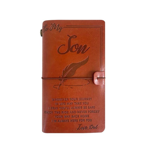 A6 Leather Refillable Journal Vintage Travelers Notebook with Engraved Quote, Graduation, To My Goddaughter, To My Son, Brown - To My Mom, Pink - To My Mom, Brown - Dad to Son, Brown - Mom to Son, Brown - To My Wife, Pink - To My Wife                  ...