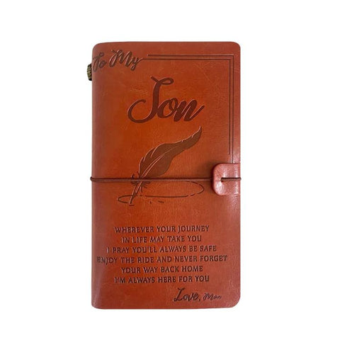 A6 Leather Refillable Journal Vintage Travelers Notebook with Engraved Quote, Graduation, To My Goddaughter, To My Son, Brown - To My Mom, Pink - To My Mom, Brown - Dad to Son, Brown - Mom to Son, Brown - To My Wife, Pink - To My Wife                  ...