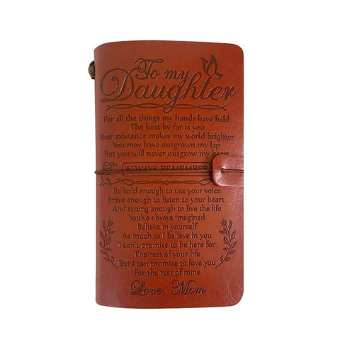 A6 Leather Refillable Journal Vintage Travelers Notebook with Engraved Quote, Graduation, To My Goddaughter, To My Son, Brown - To My Mom, Pink - To My Mom, Brown - Dad to Son, Brown - Mom to Son, Brown - To My Wife, Pink - To My Wife                  ...