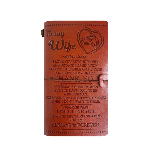A6 Leather Refillable Journal Vintage Travelers Notebook with Engraved Quote, Graduation, To My Goddaughter, To My Son, Brown - To My Mom, Pink - To My Mom, Brown - Dad to Son, Brown - Mom to Son, Brown - To My Wife, Pink - To My Wife                  ...