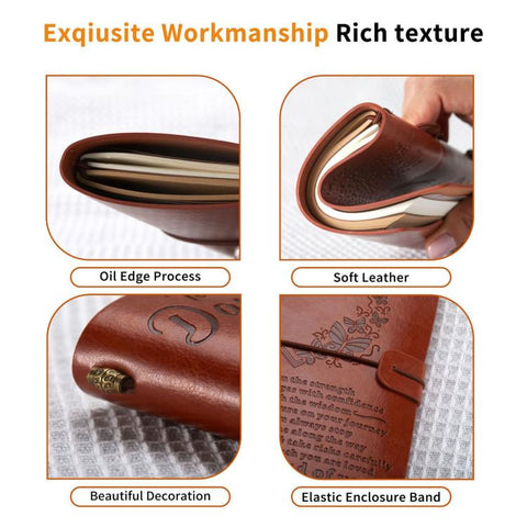 A6 Leather Refillable Journal Vintage Travelers Notebook with Engraved Quote, Graduation, To My Goddaughter, To My Son, Brown - To My Mom, Pink - To My Mom, Brown - Dad to Son, Brown - Mom to Son, Brown - To My Wife, Pink - To My Wife                  ...