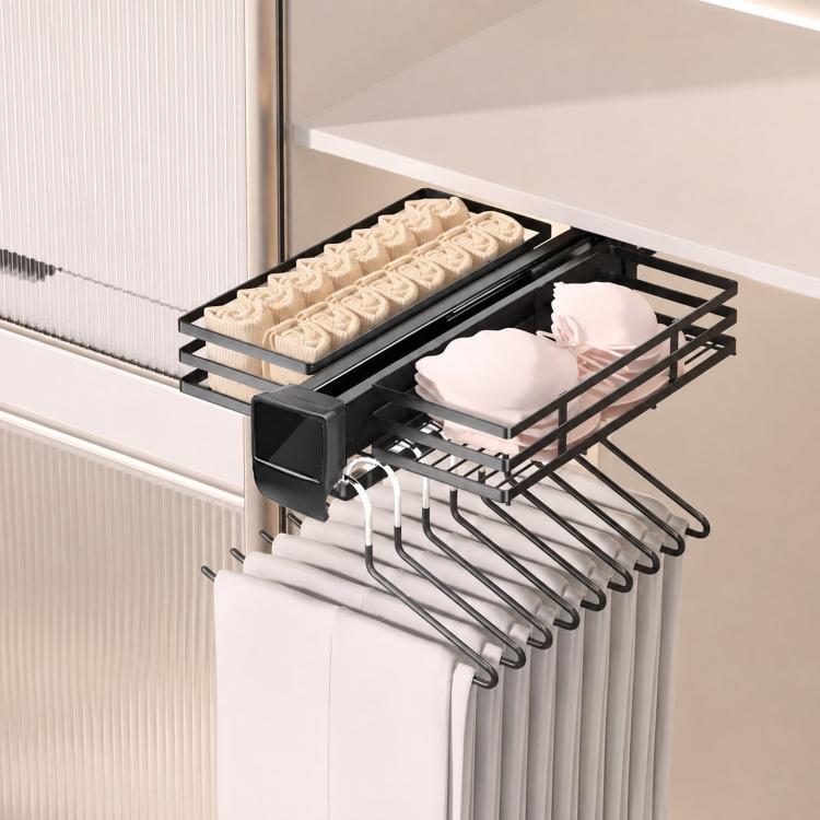 Pull Out Closet Pants Rack Organizer Slide Out Wardrobe Storage Basket, 41cm, 46cm, 51cm, 56cm, Cushioned 41cm, Cushioned 46cm, Cushioned 51cm, Cushioned 56cm