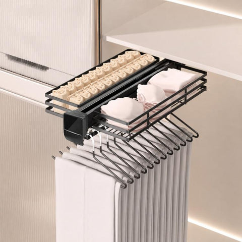 Pull Out Closet Pants Rack Organizer Slide Out Wardrobe Storage Basket, 41cm, 46cm, 51cm, 56cm, Cushioned 41cm, Cushioned 46cm, Cushioned 51cm, Cushioned 56cm